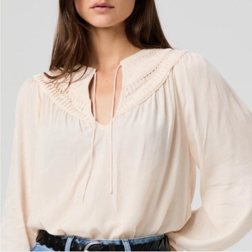 PAIGE Cream Blouse with Lace Detail